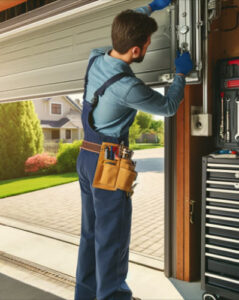 Man Installing new Garage door